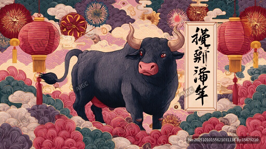 牛年賀歲圖 喜慶迎新春