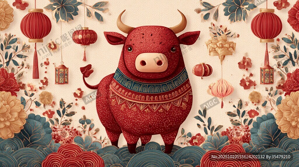 牛年吉祥插畫(huà) 喜慶氛圍濃