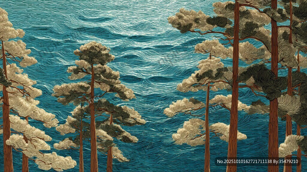 海邊松林景致