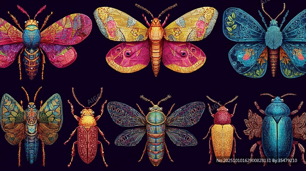 多彩絢麗昆蟲插畫集合