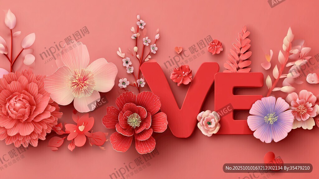 浪漫紙藝花卉與 LOVE