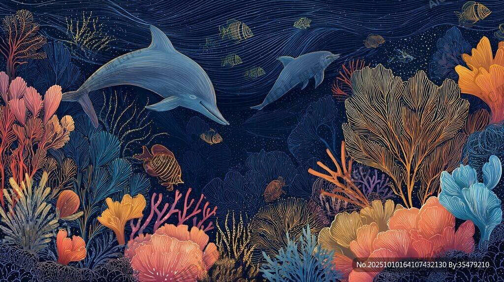 海底海豚與繽紛珊瑚世界
