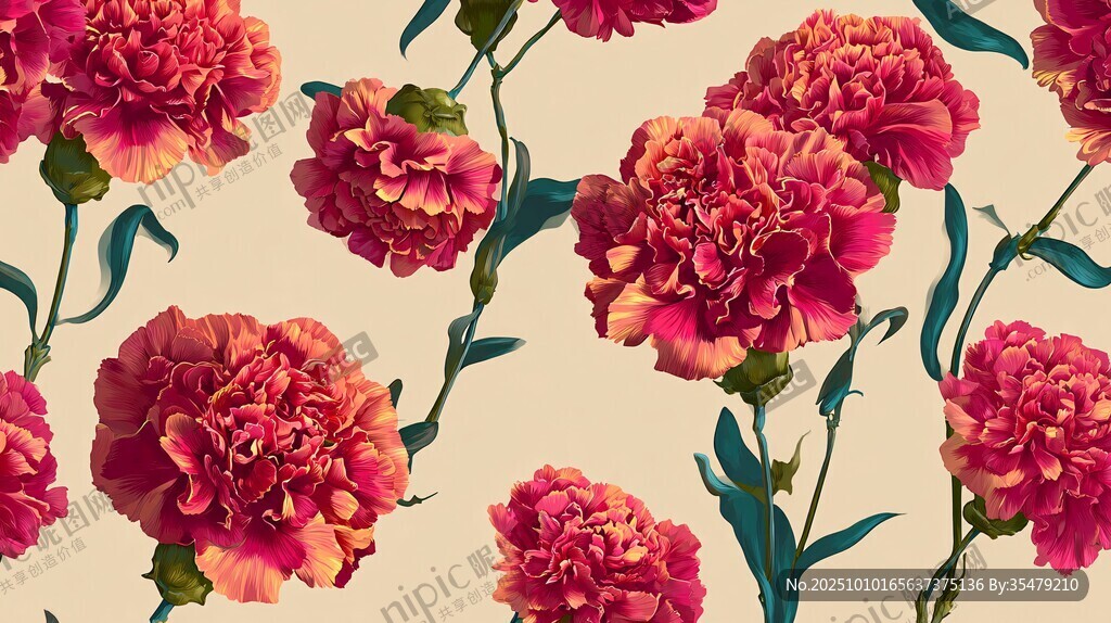 復(fù)古風(fēng)康乃馨花卉圖案背景