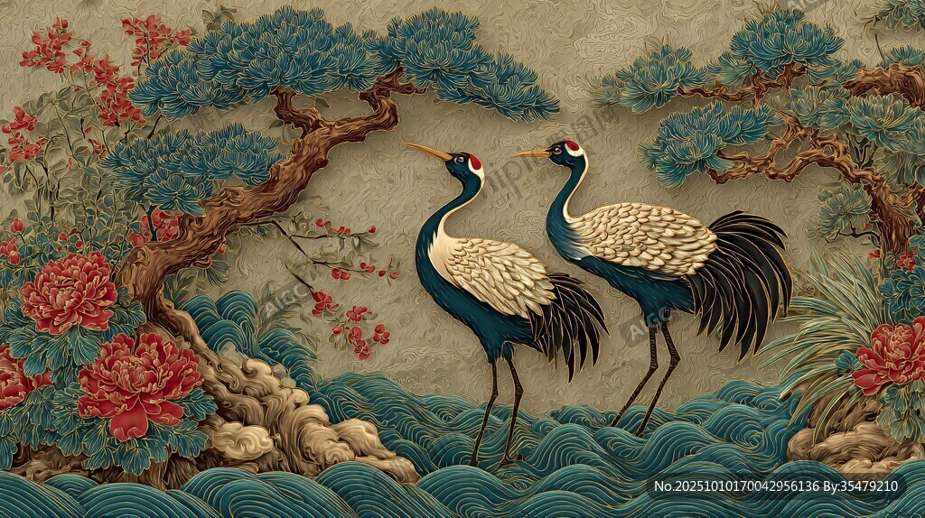 雙鶴瑞景圖