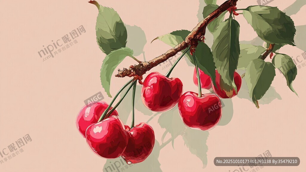 枝頭紅櫻桃 色彩明艷動人