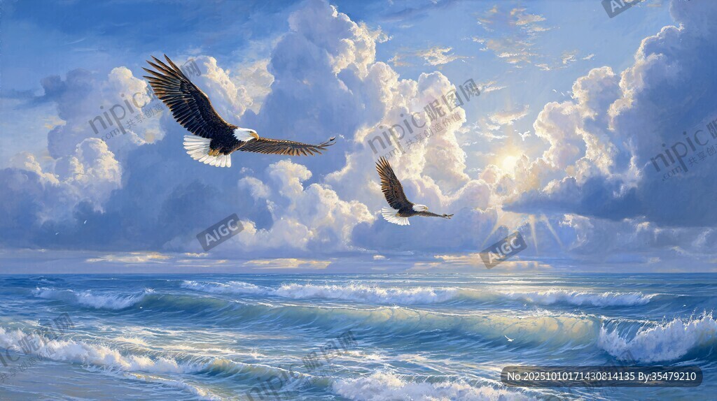 海空雄鷹 翱翔壯麗風景