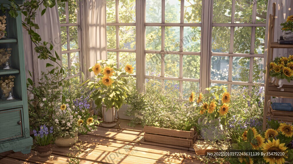 陽光灑落的溫馨窗邊花景