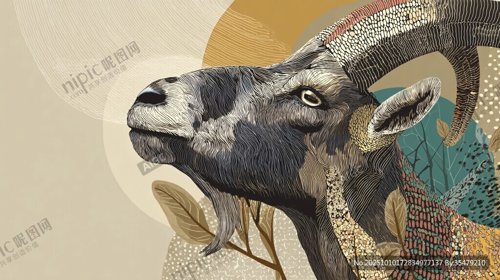 獨特風格山羊插畫藝術(shù)