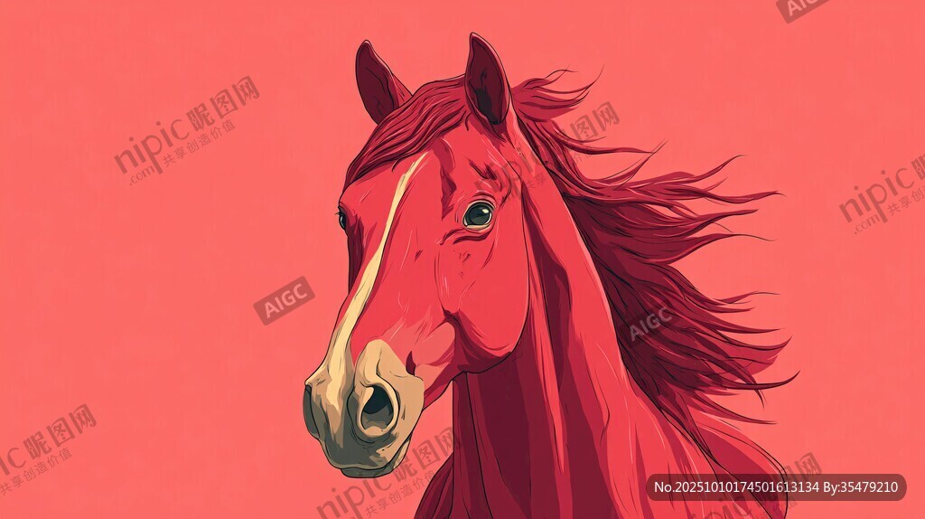 紅色駿馬插畫