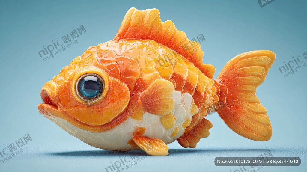 橙白相間的可愛(ài)立體金魚(yú)
