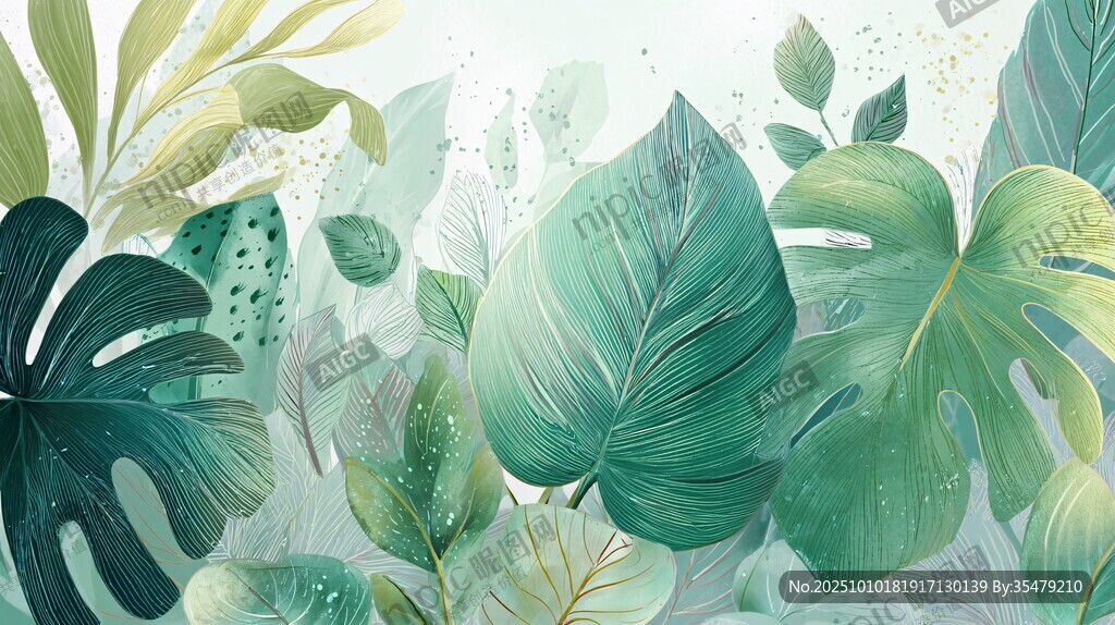 清新綠植背景圖