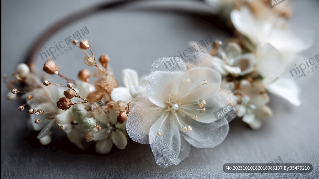 精致白色花朵發(fā)箍飾品