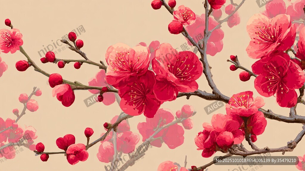 紅梅綻放 盡顯中式浪漫