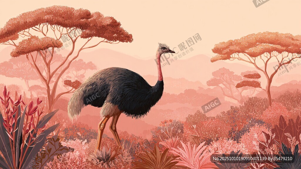 非洲草原上的優(yōu)雅鴕鳥