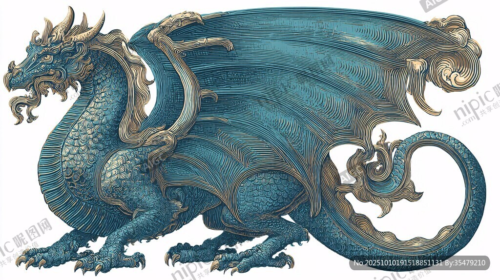 奇幻藍(lán)龍插畫