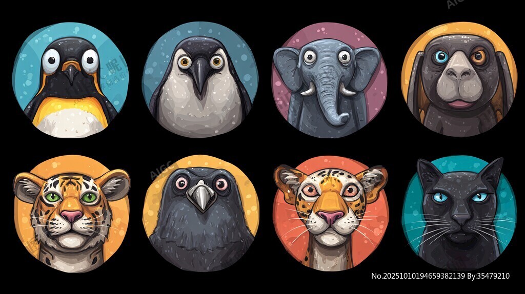 動物頭像插畫集合