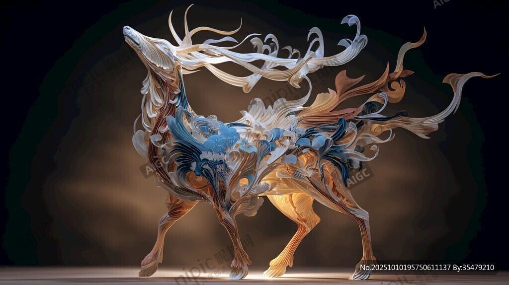 夢(mèng)幻炫彩神獸麋鹿造型藝術(shù)