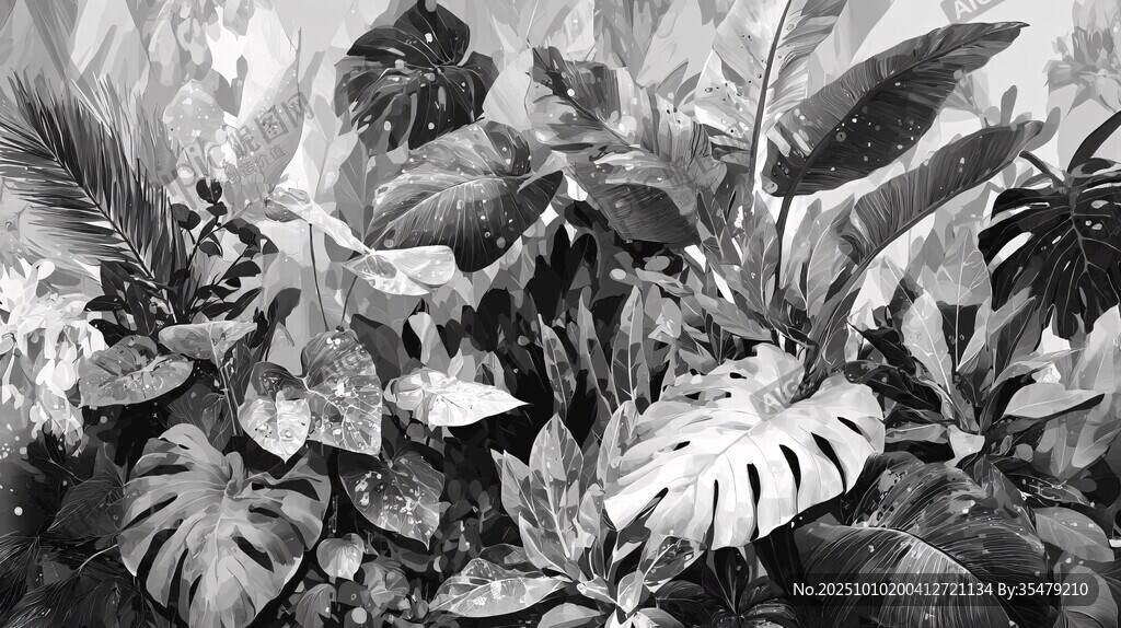黑白風(fēng)熱帶植物景觀