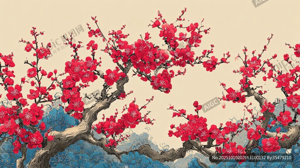 紅梅傲雪圖