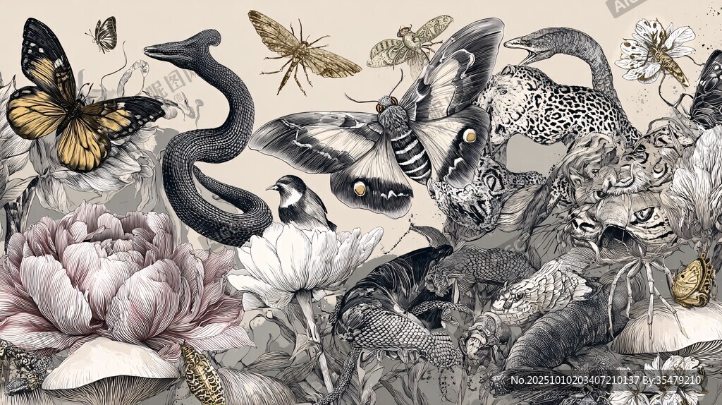 復(fù)古風(fēng)動(dòng)植物插畫藝術(shù)