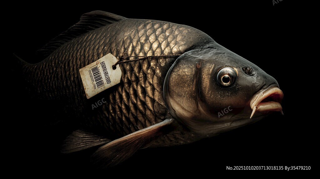 帶標簽的鯉魚特寫