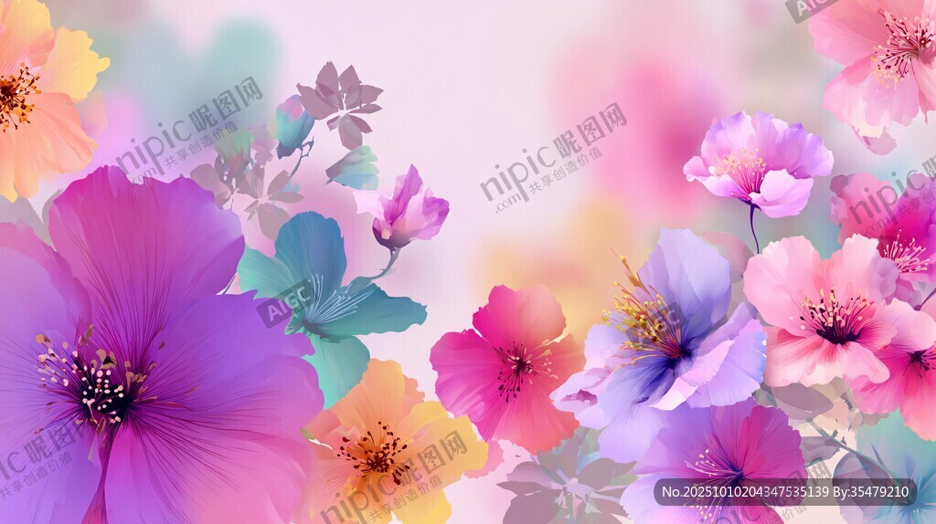 夢幻繽紛花卉背景圖