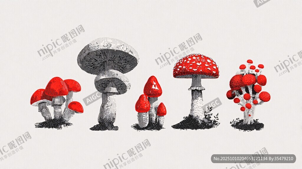 奇幻蘑菇插畫集合