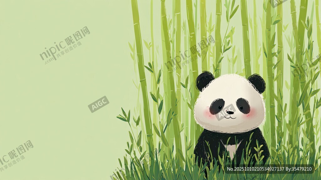竹林中的可愛熊貓