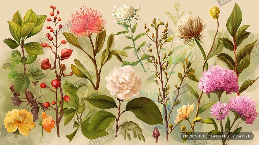 繽紛花卉插畫 自然之美