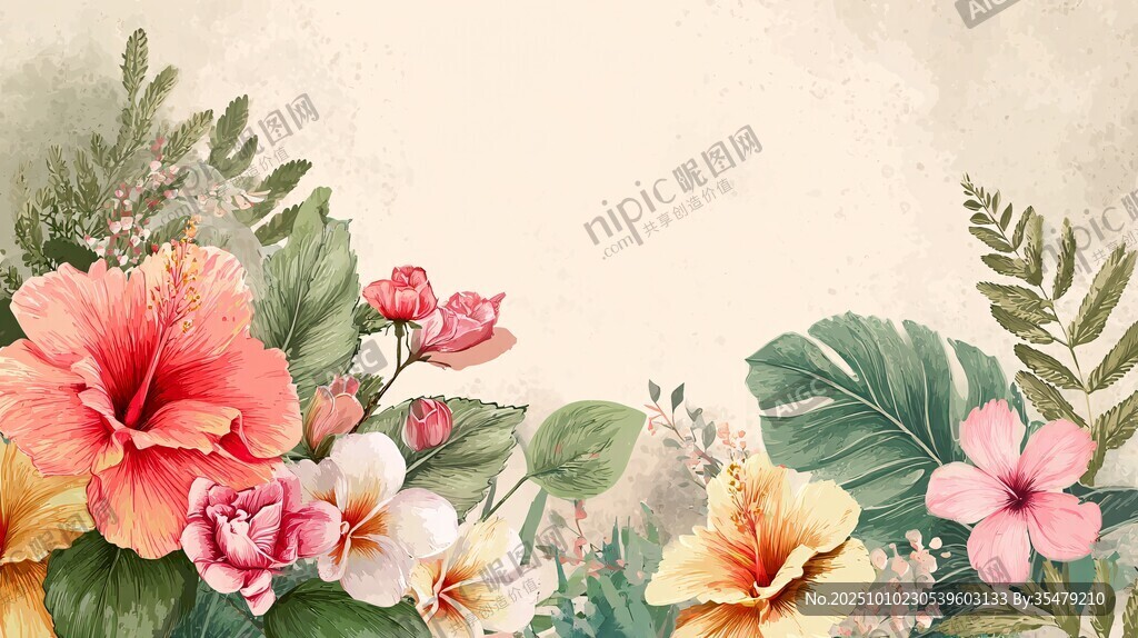 復(fù)古風(fēng)花卉裝飾背景圖