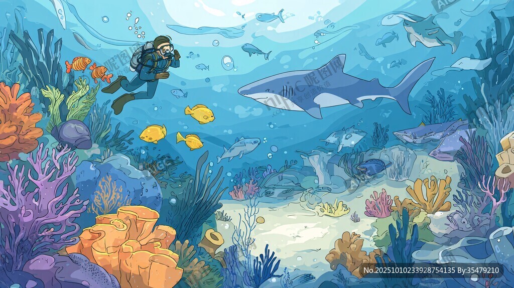 潛水員與鯊魚的海底奇遇