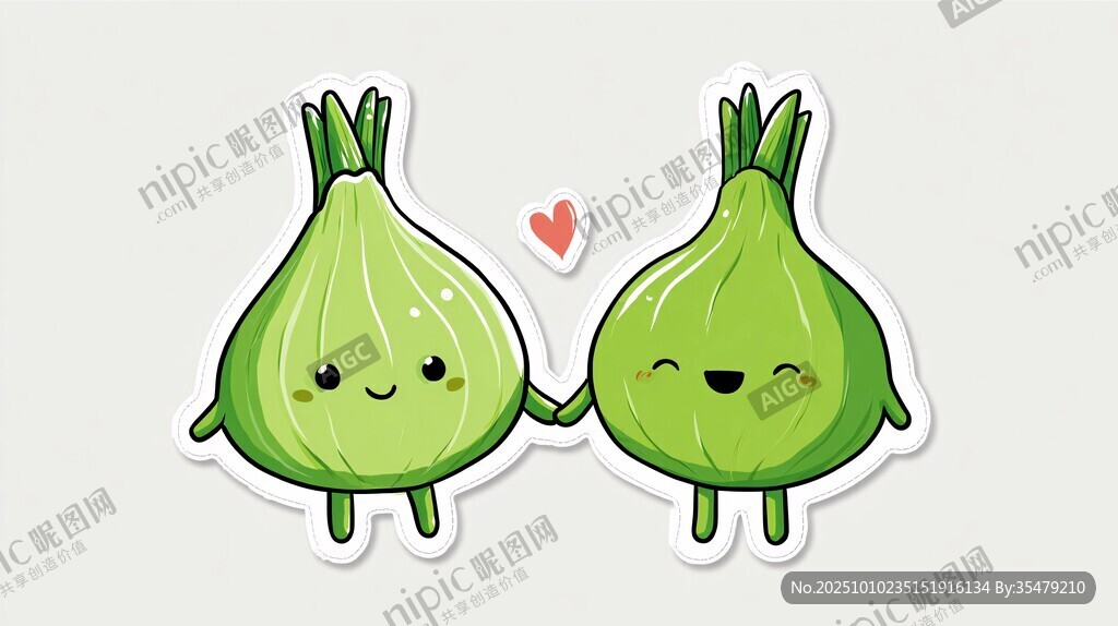 可愛蔥頭情侶甜蜜牽手