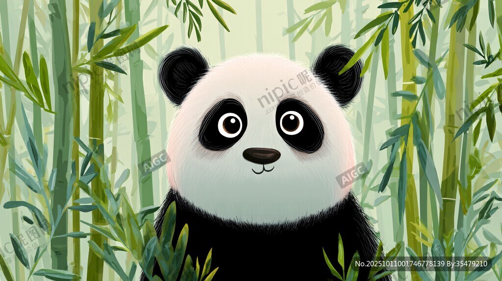 竹林中的可愛(ài)熊貓