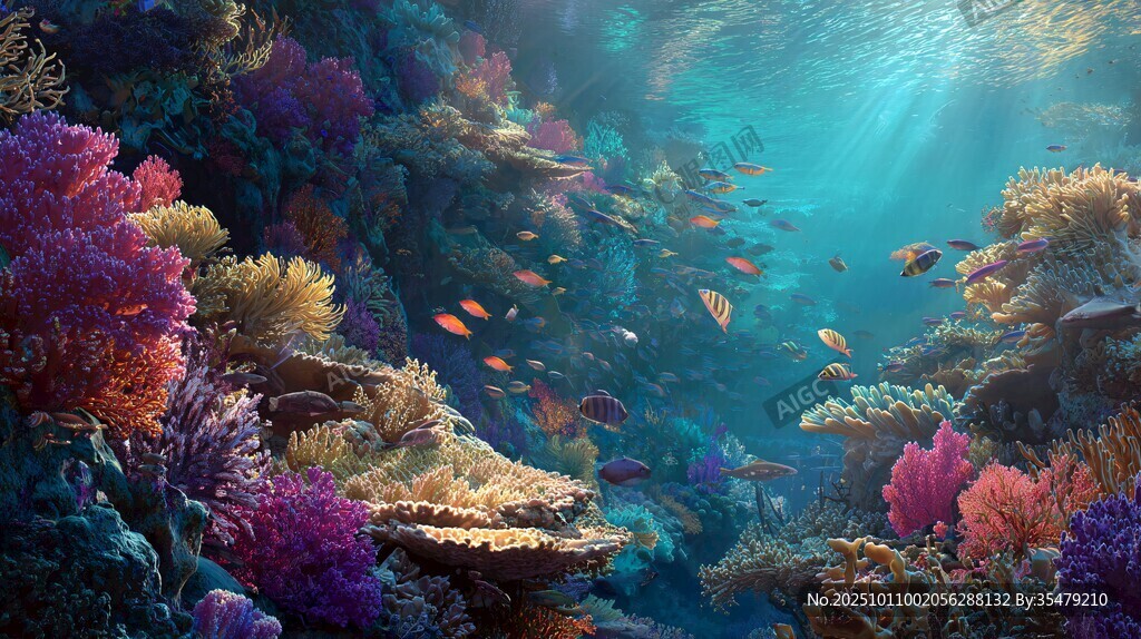 夢幻海底珊瑚與魚群景觀