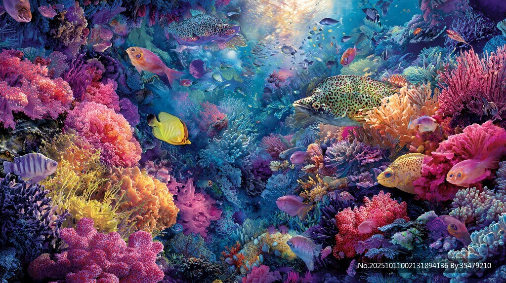 夢幻海底世界繽紛珊瑚魚群
