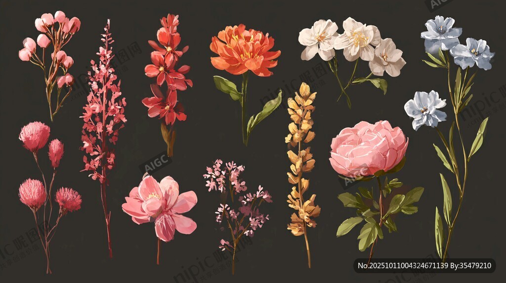 多彩花卉插畫集合