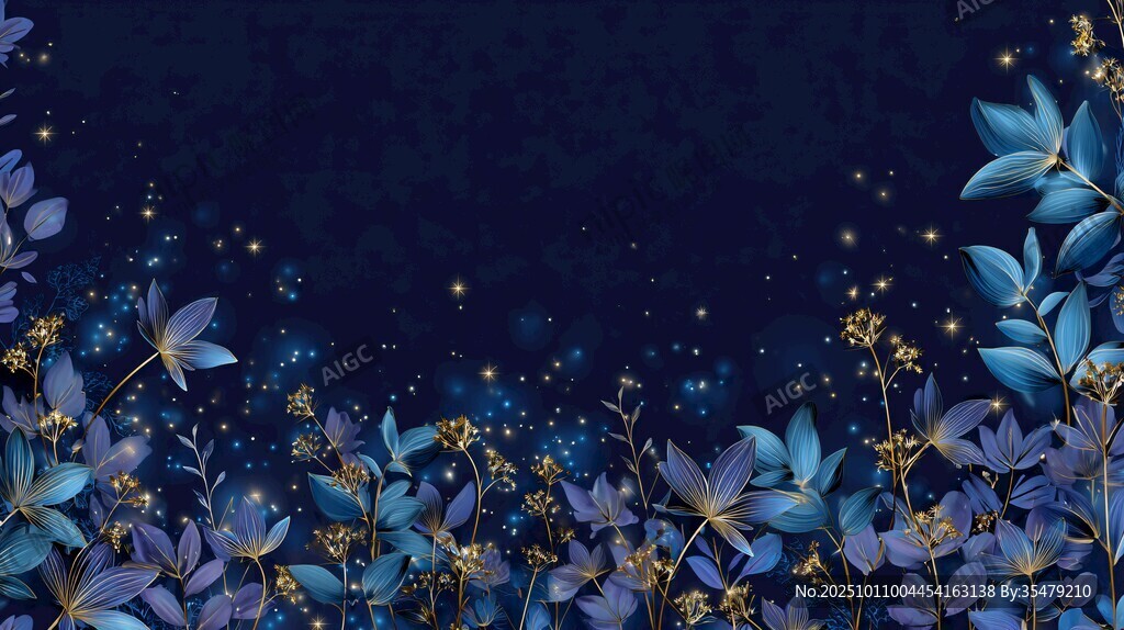 夢幻藍紫色花卉星空背景