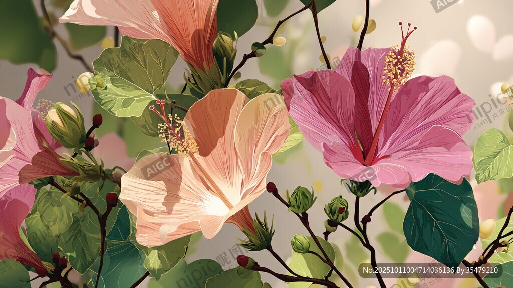 夢幻芙蓉花綻放之美