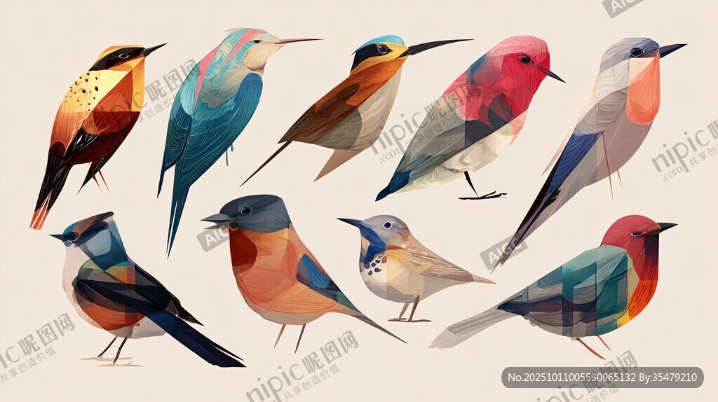 多彩幾何風(fēng)格鳥類插畫集
