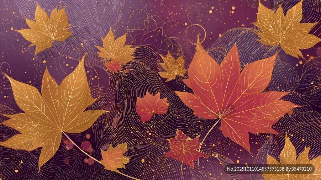 夢(mèng)幻秋景楓葉紛飛圖