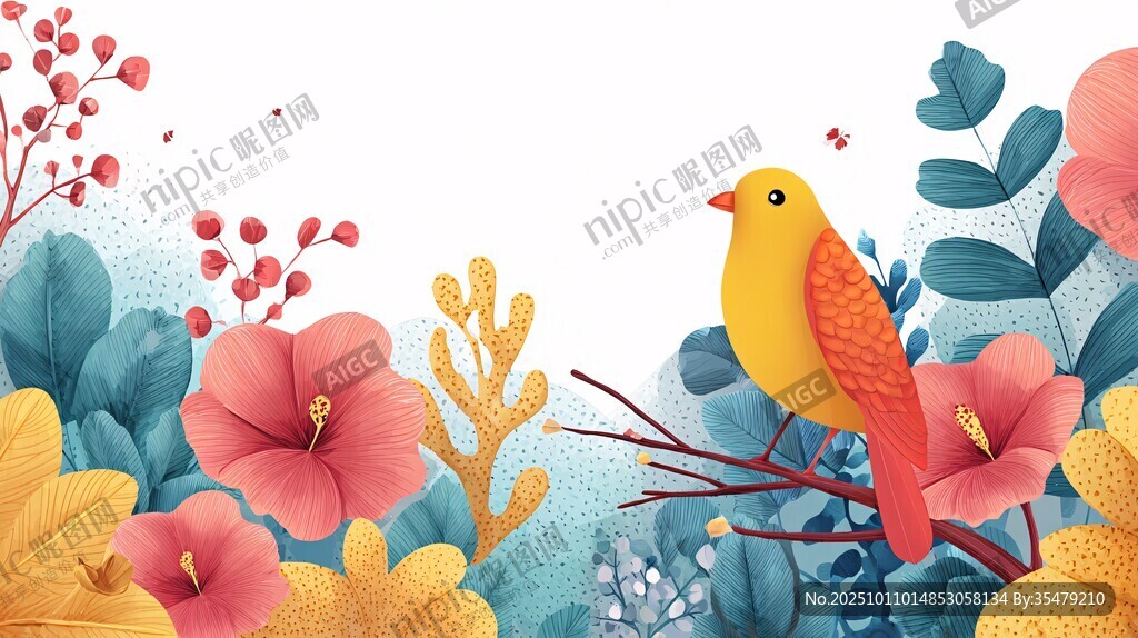花鳥繪景 色彩繽紛的自然美