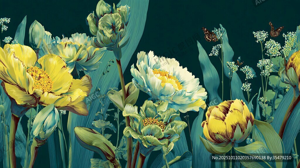 夢(mèng)幻花卉插畫 清新自然風(fēng)