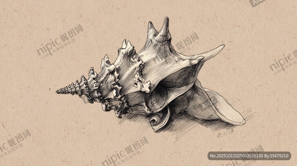 素描海螺特寫(xiě)