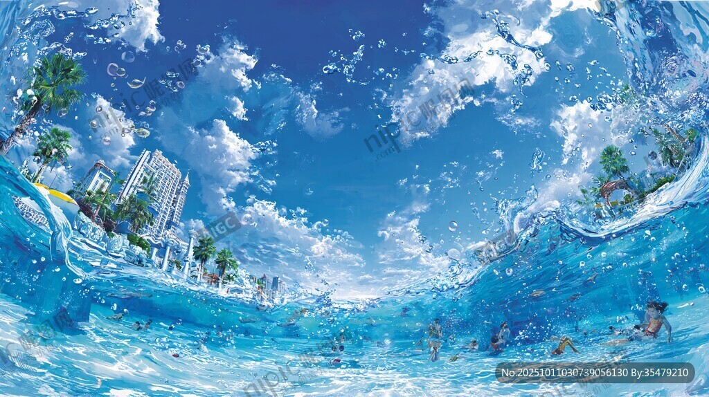 夢幻海濱水下世界景象