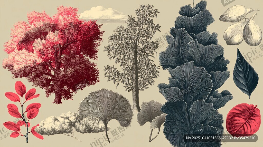 多樣植物插畫素材集合
