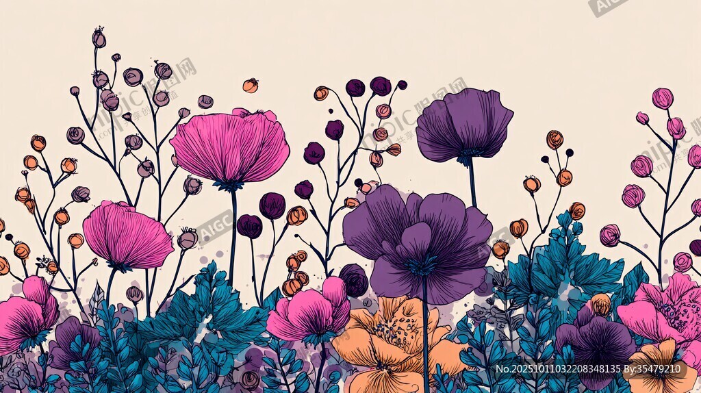 繽紛花卉插畫(huà) 浪漫夢(mèng)幻風(fēng)