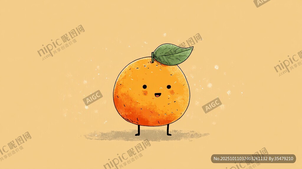 可愛(ài)橙子卡通形象插畫(huà)