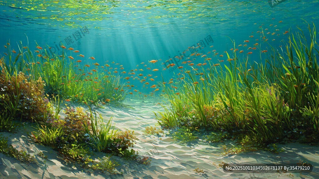 海底水草間的夢(mèng)幻光影世界