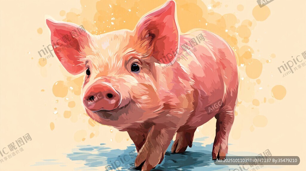 可愛小豬插畫