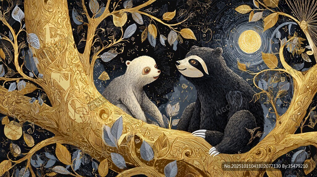 月夜下樹杈上的可愛樹懶